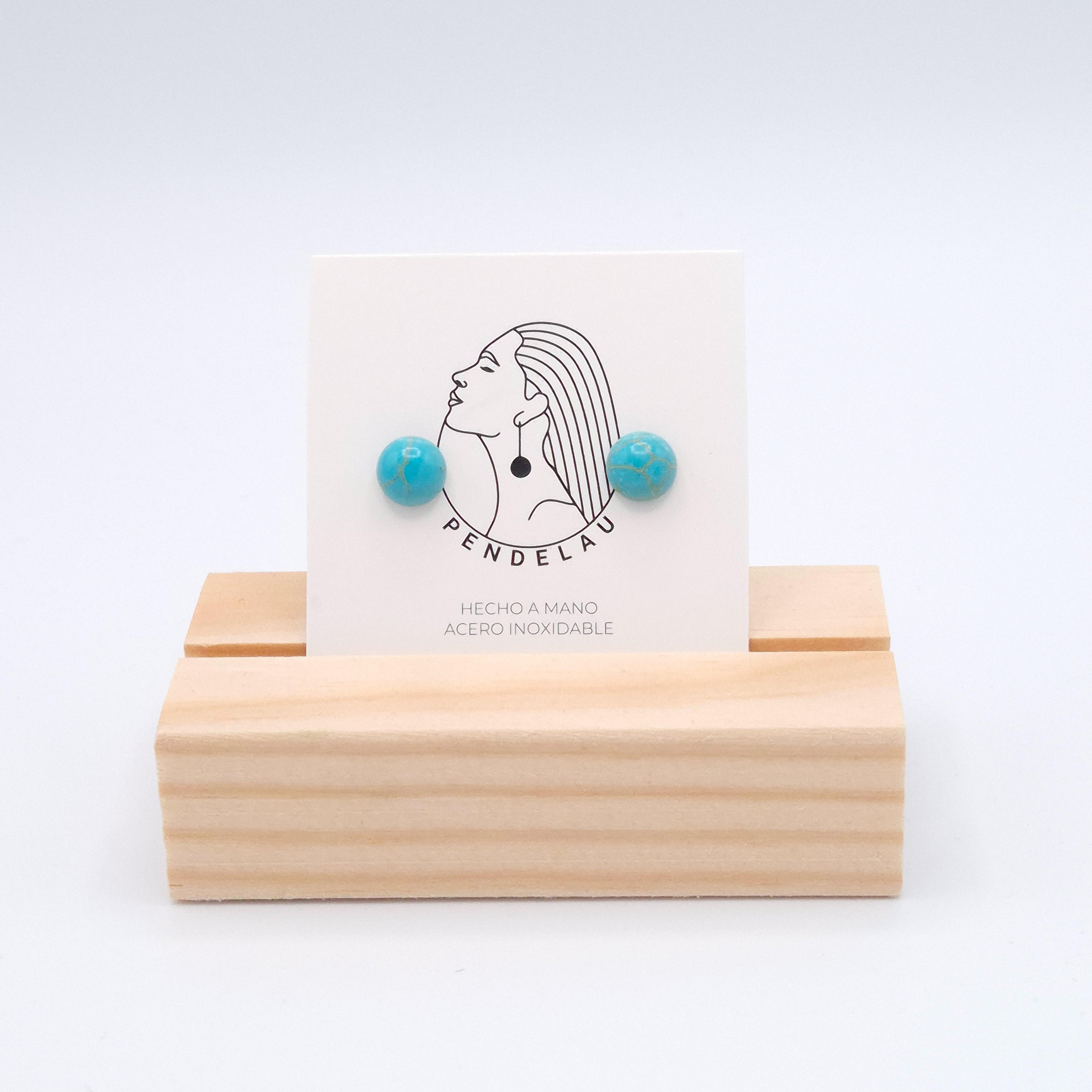 Pendientes de turquesa natural con acero inoxidable