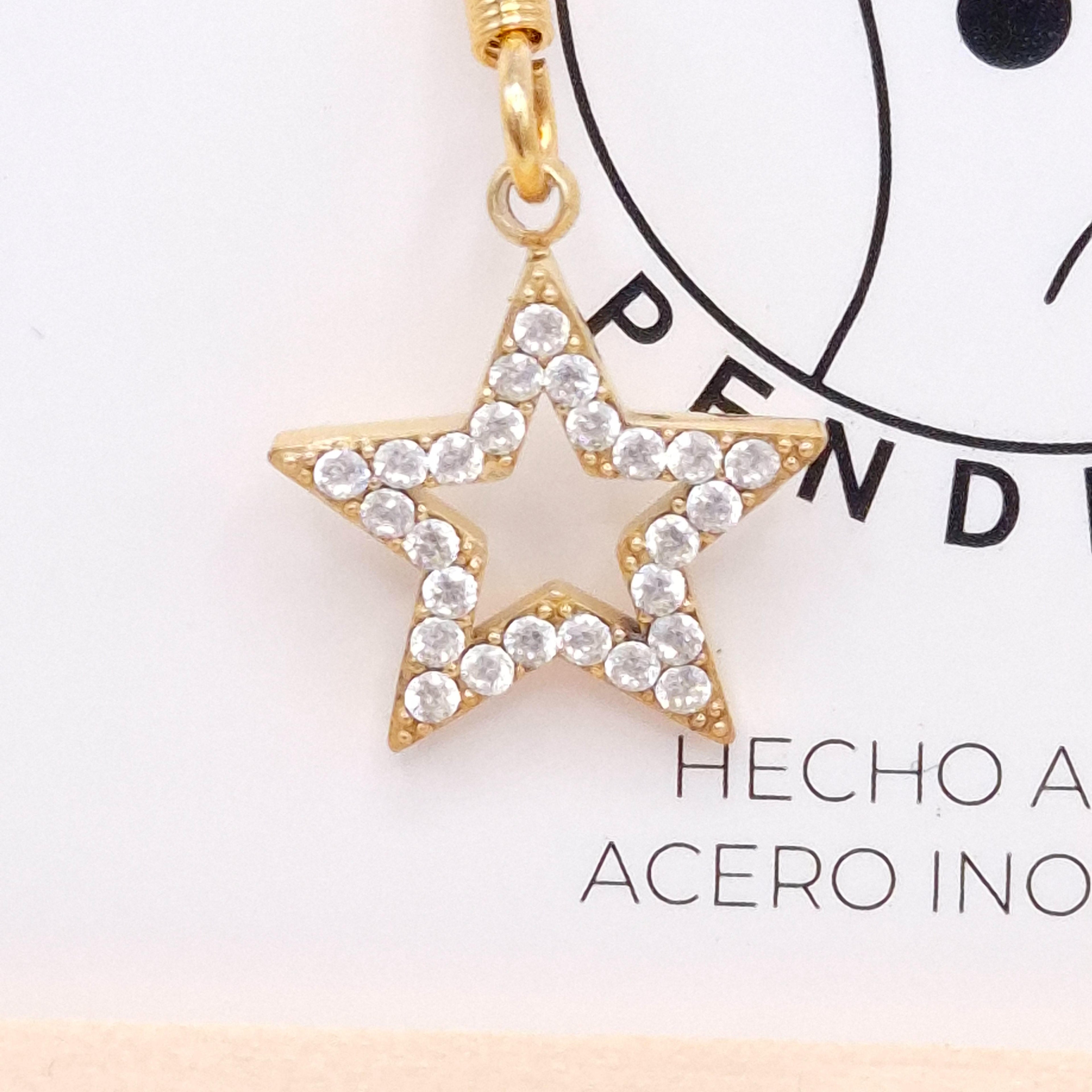 Pendientes estrella dorados acero inoxidable cierre presión