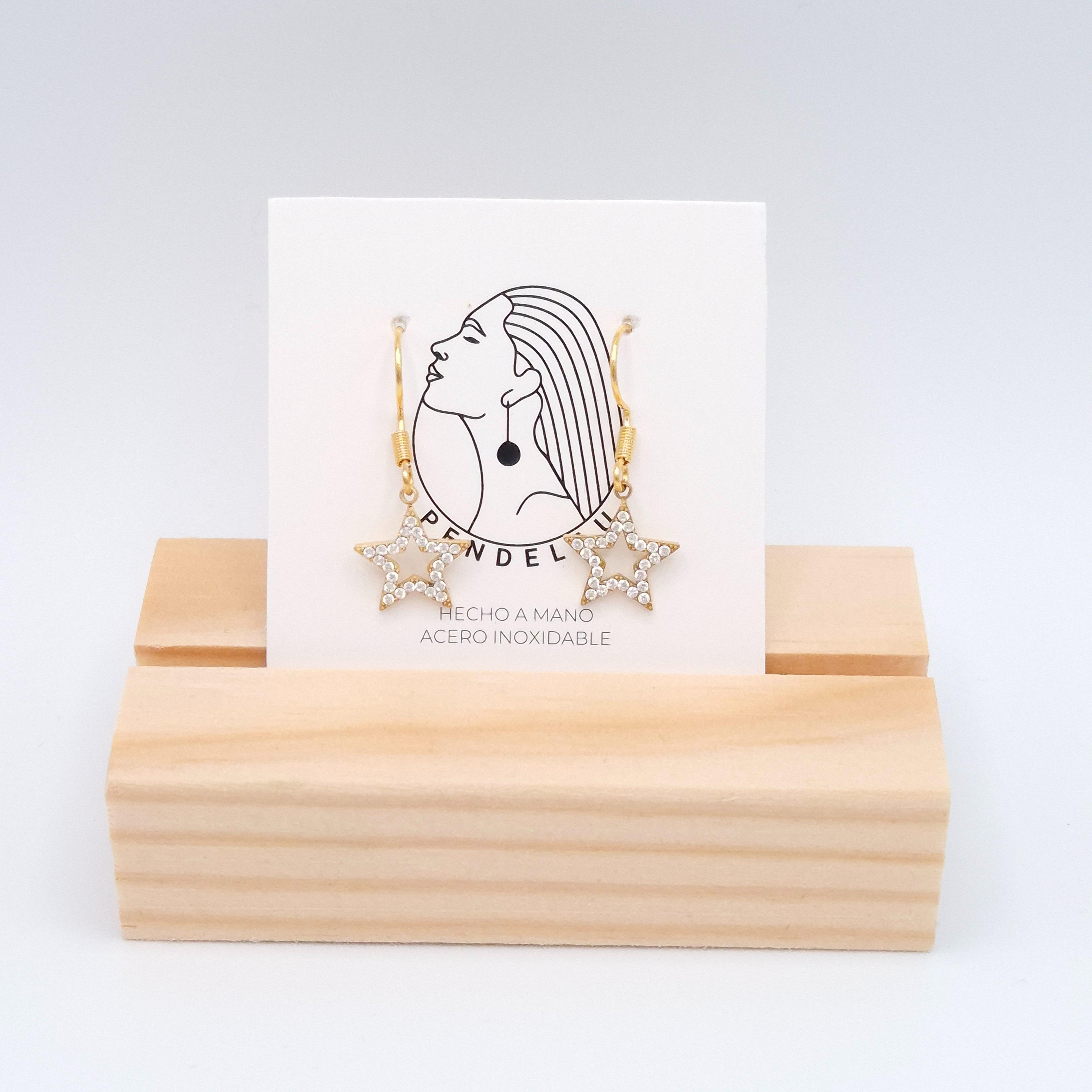 Pendientes estrella dorados acero inoxidable cierre aro